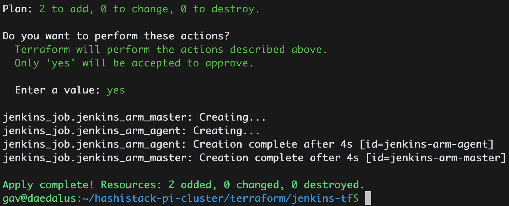 Jenkins job terraform apply