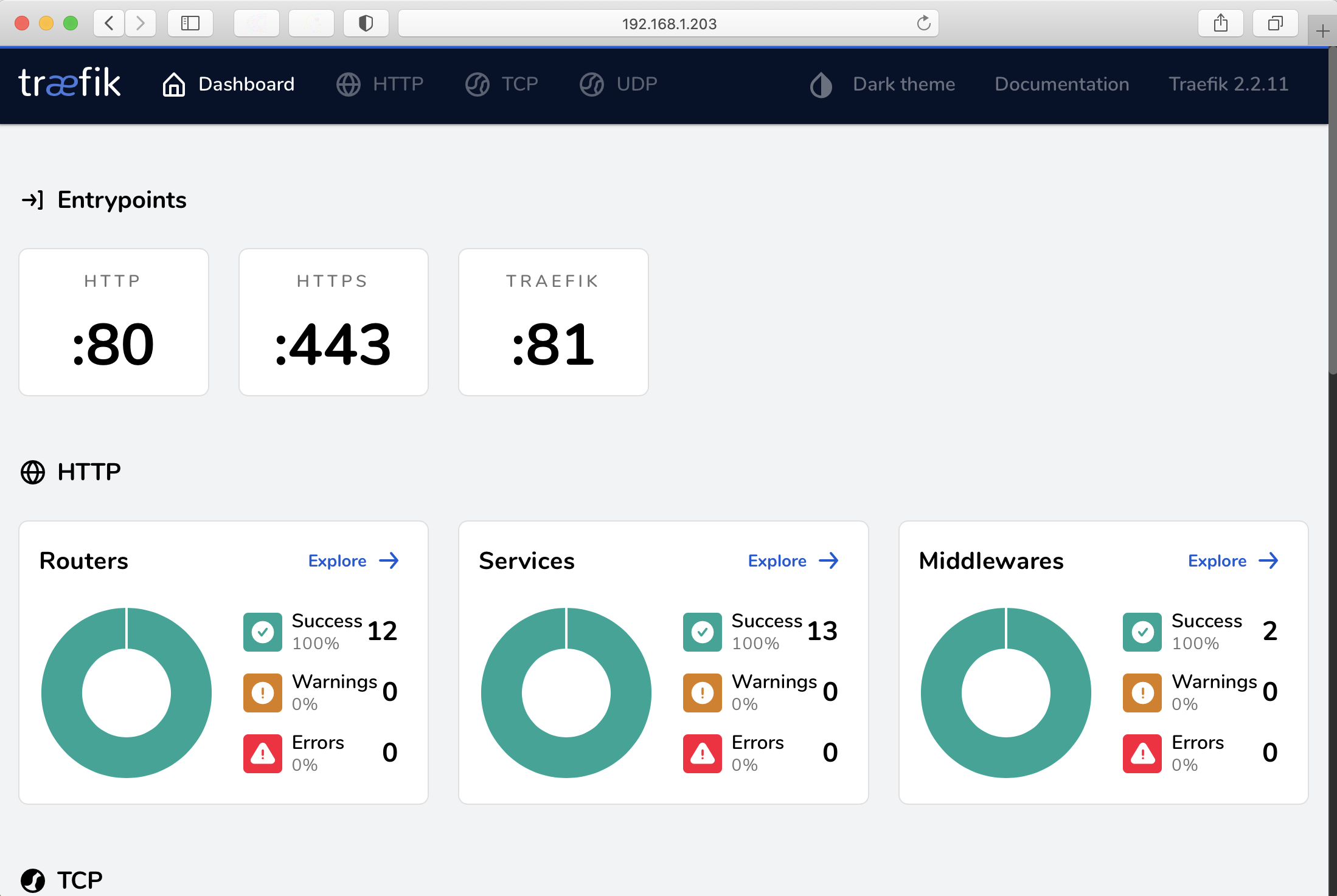 Traaefik dashboard